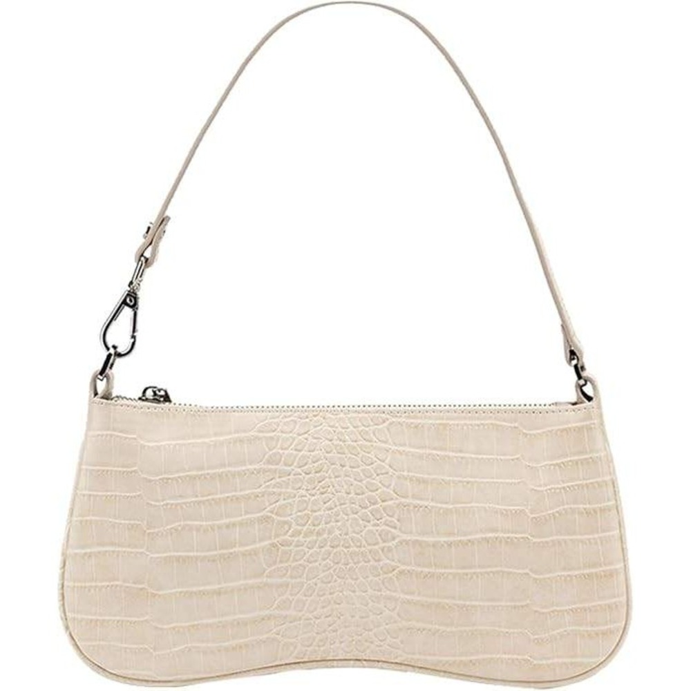 JW PEI Eva Shoulder Bag Cream Ivory Croc Embossed Vegan Leather Baguette Bag